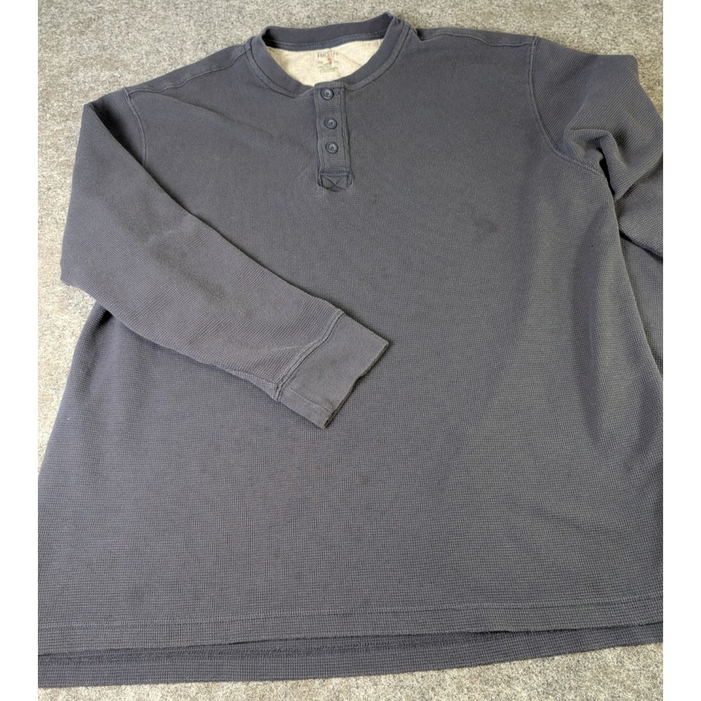 Red Head Brand Thermal Henley T Shirt Long Sleeve Men's 2XL Charcoal NOTES